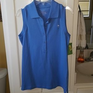 Lilly Pulitzer chic fit blue sleeveless polo